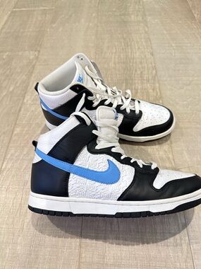Nike Men's Black White Blue High-Top Athletic Sneakers